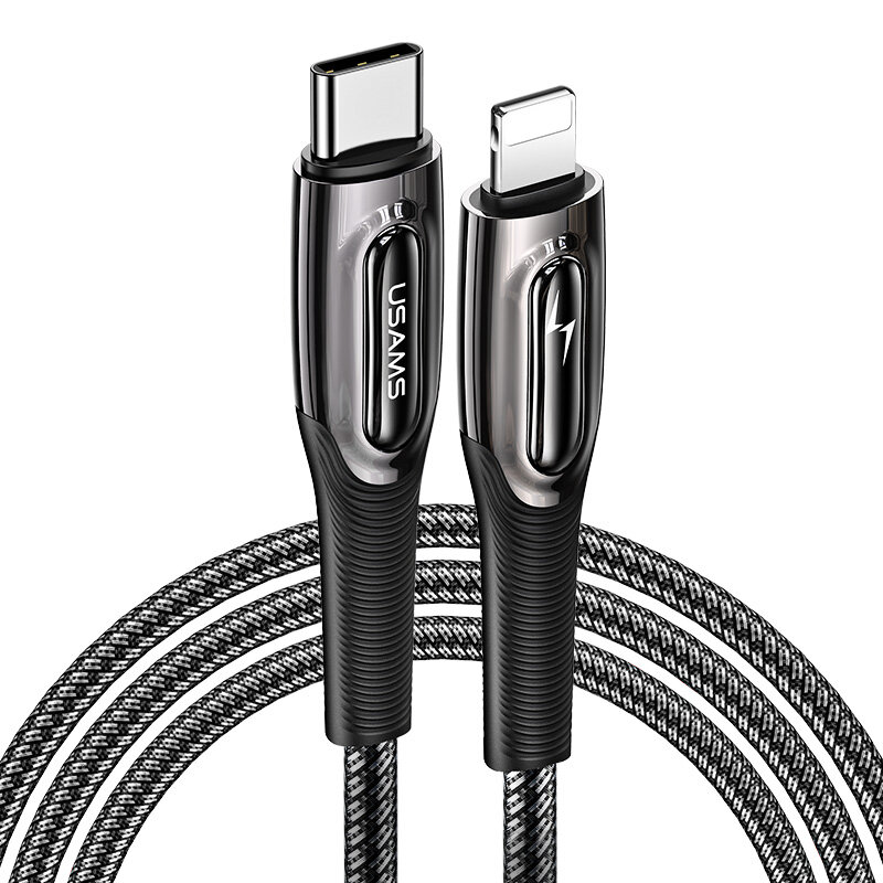 USAMS US-SJ496 PD 20W Type-C to Lighting Zinc Alloy 1.2M Data Cable for iPhone 12/12 Pro Max for iPhone 11 XR