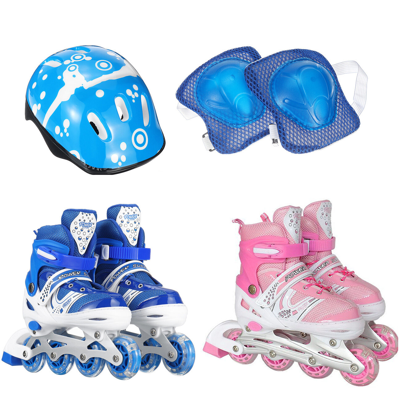 مجموعة أحذية تزلج قابلة للتعديل للأطفال مفرد Flash أحذية تزلج على الجليد للفتيان والفتيات أحذية مضمنة للمبتدئين
