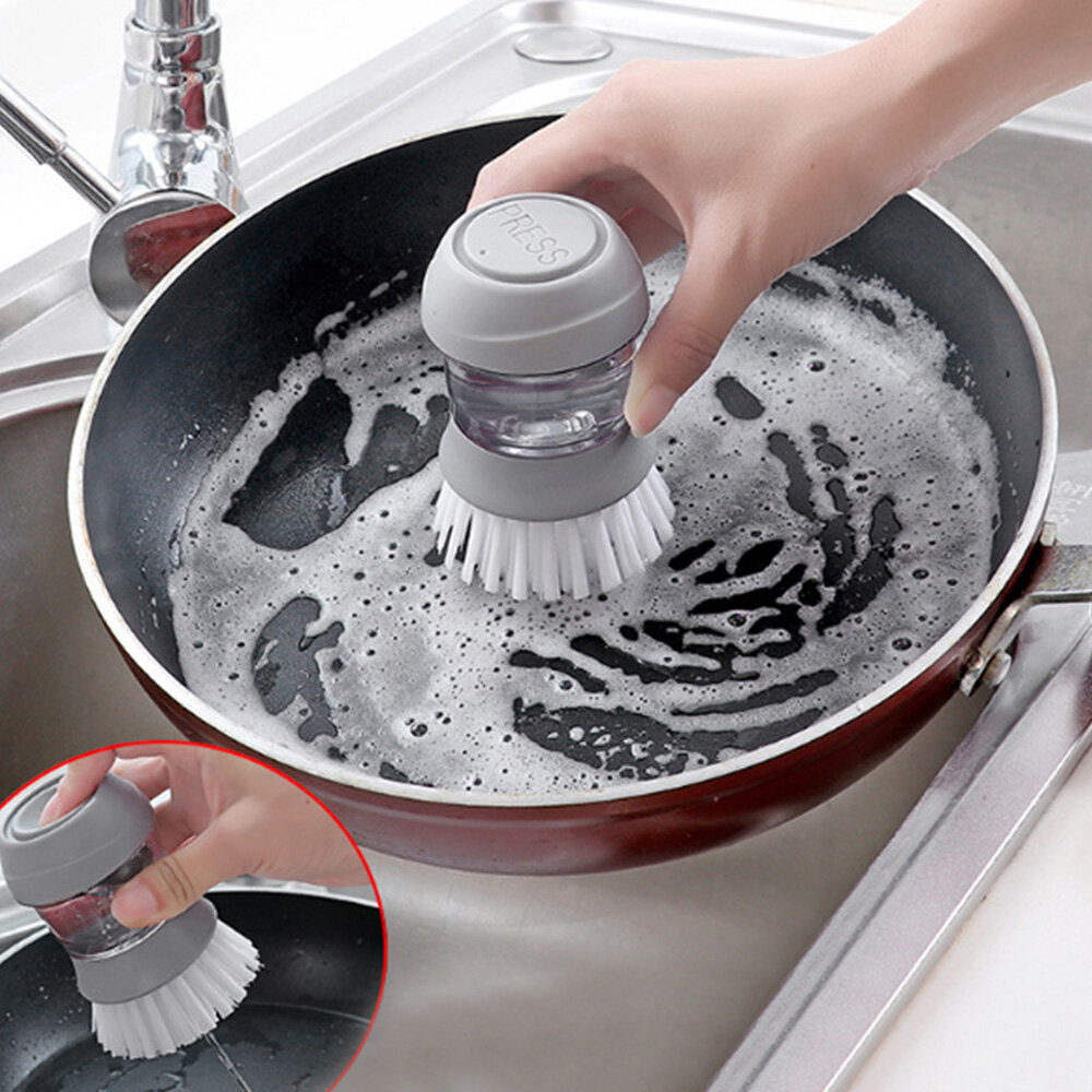 Huishoudelijke keuken Wasgerei Pot Afwasborstel met vloeibare zeep Zeepdispenser Pot Borstel Afwasbo