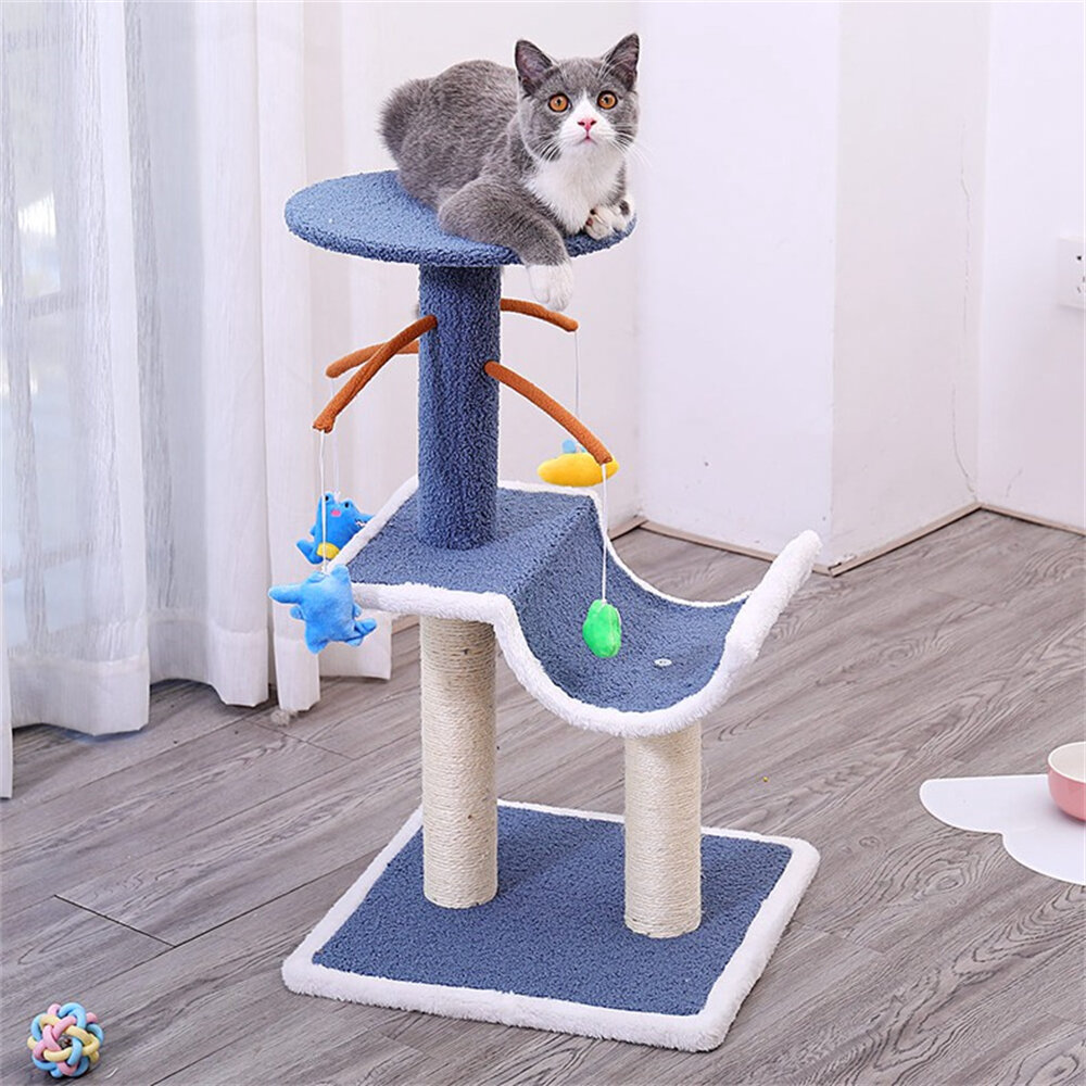 

Three Layers Easy Assembly Cat Tree Multi-function Cat Climbing Frame Multi- Layered Playhouse