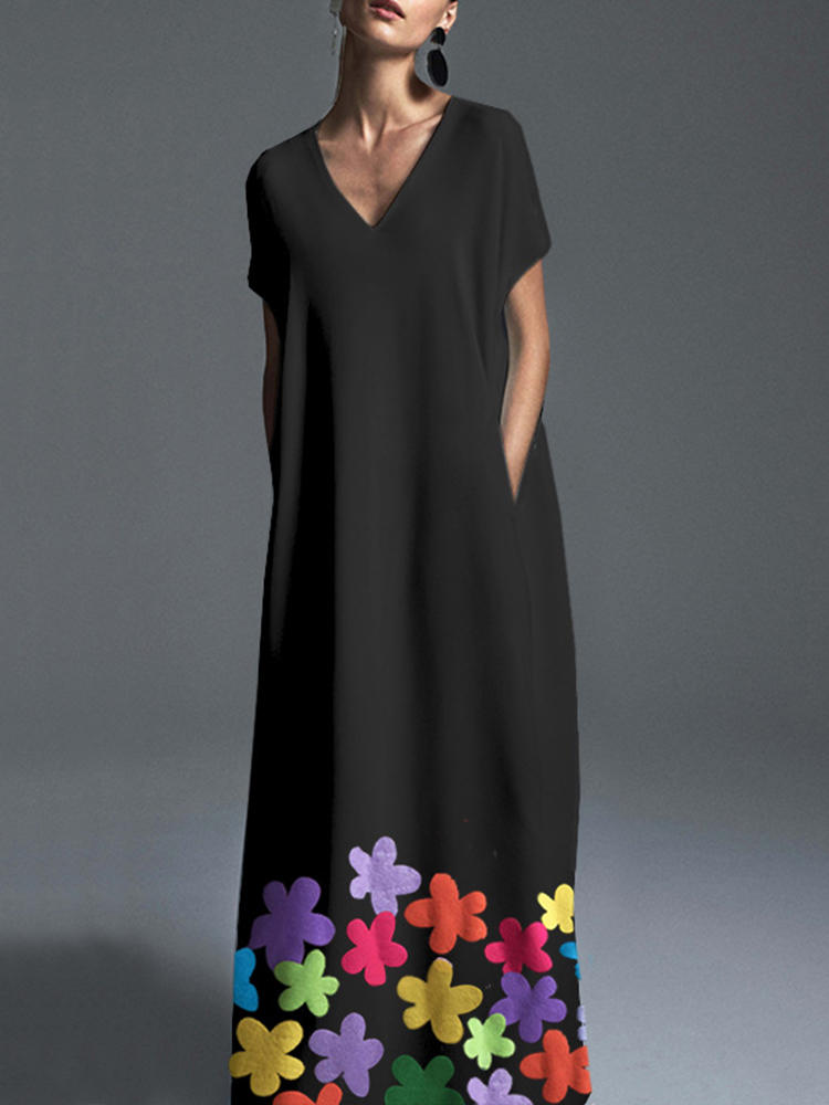Women bohemian v-neck short sleeve floral maxi dress Sale - Banggood ...
