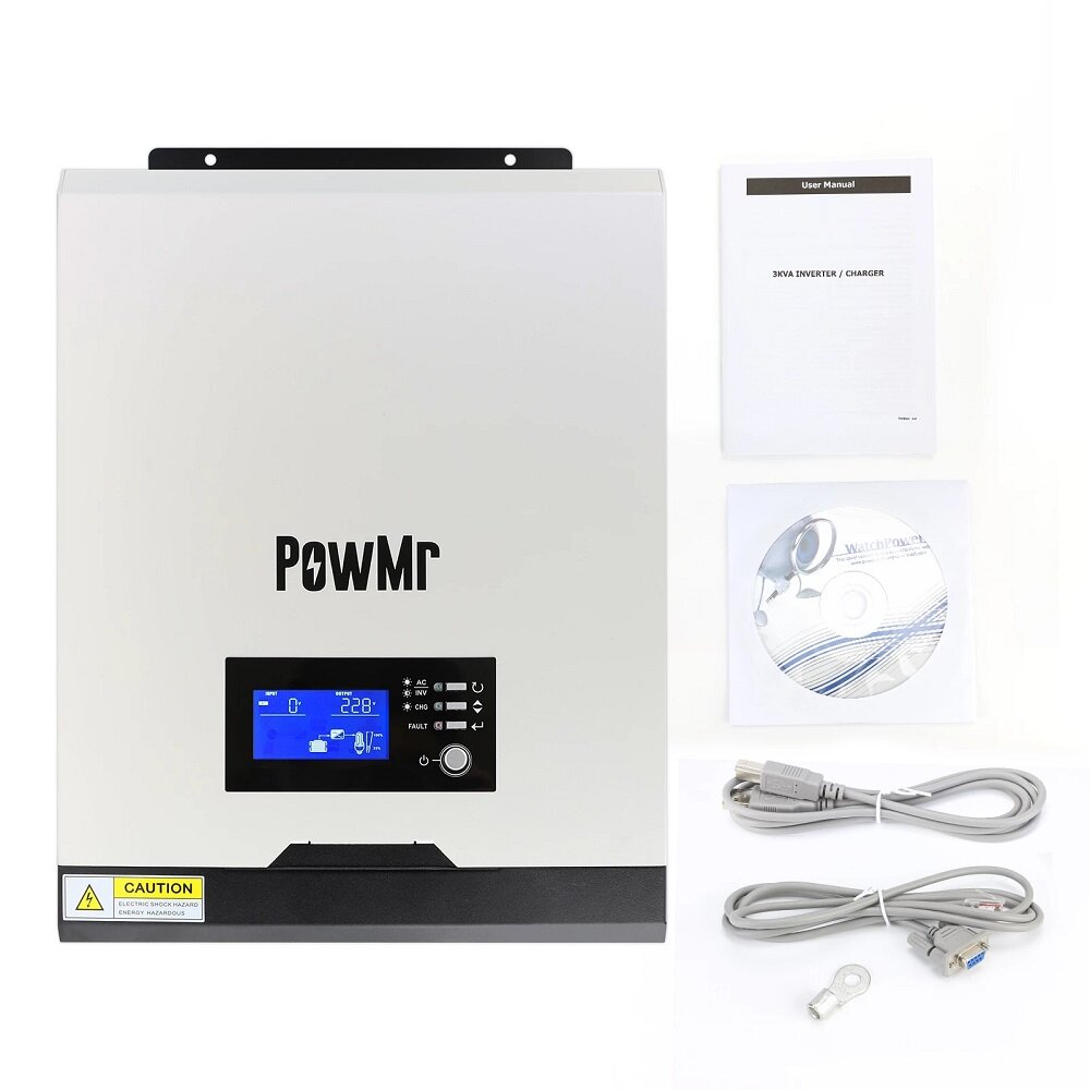 

PowMr MPPT 40A 220V 50HZ/60HZ Solar Inverter 3KVA 2400W Pure Sine Wave Inverter 24V Battery Charger
