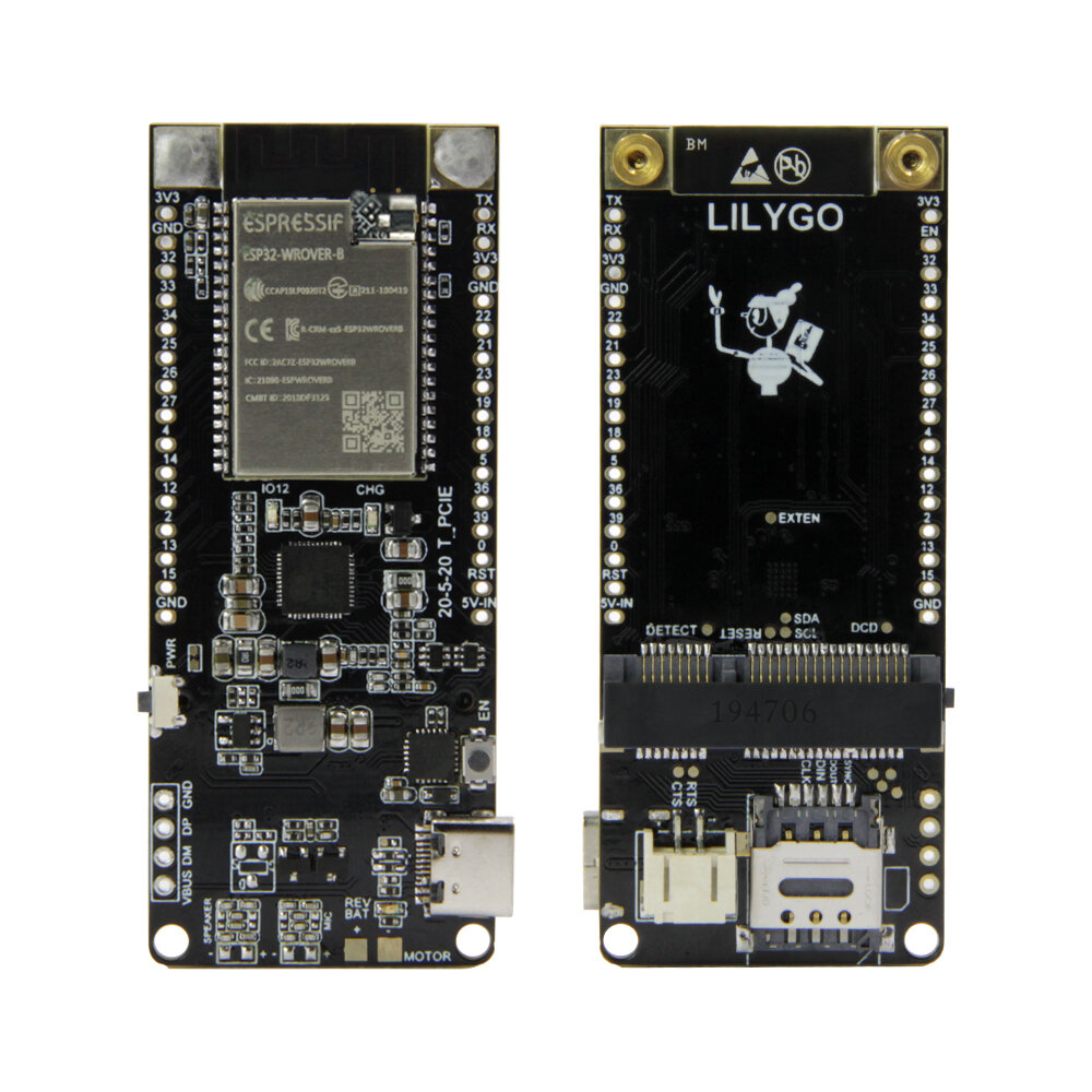 

LILYGO® TTGO T-PCIE CH9102F QFN24 V1.1 4MB/16MB ESP32-WROVER-B AXP192 Chip WIFI Bluetooth Module Board
