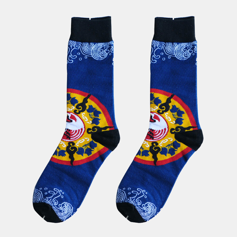 3 paar unisex katoenen jacquard cartoon patroon mode ademende sokken