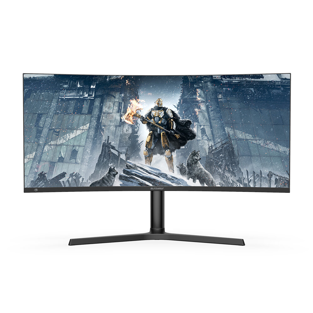 BlitzWolf® BW-GM3 34-Inch Curved Gaming Monitor 165Hz WQHD 3440 x 1440 Resolution 300 cd/㎡ 1500R Curvature 21:9 Bring-Fish-Screen 120% sRGB Color Home Office Gaming Monitor