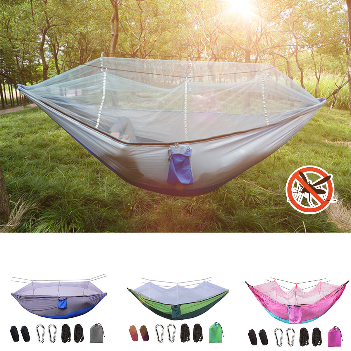 Camping Hammock Mosquito Net Double People Hanging Bed Travel Beach Hiking Swing Chair