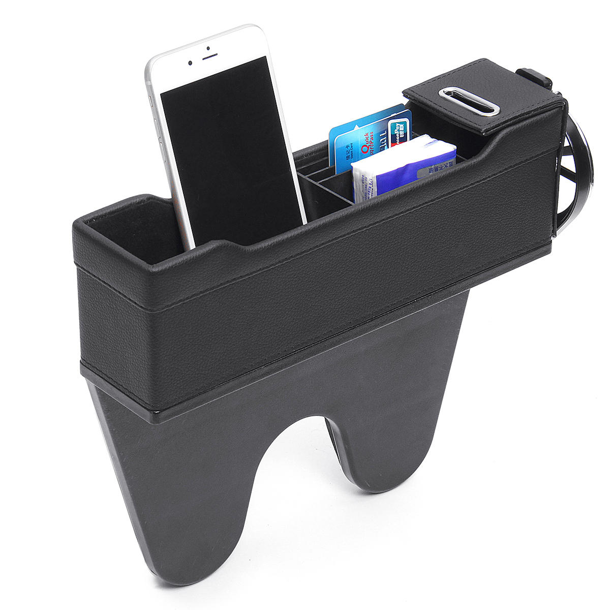 

Кожа PU Авто Seat Crevice Gap Storage Коробка Pocket Органайзер Телефон для хранения напитков справа