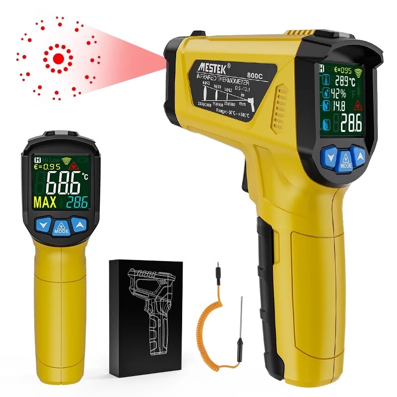 -50~800 LCD Color Display Non-Contact Infrared Thermometer High Temperature Infrared Laser Electroni