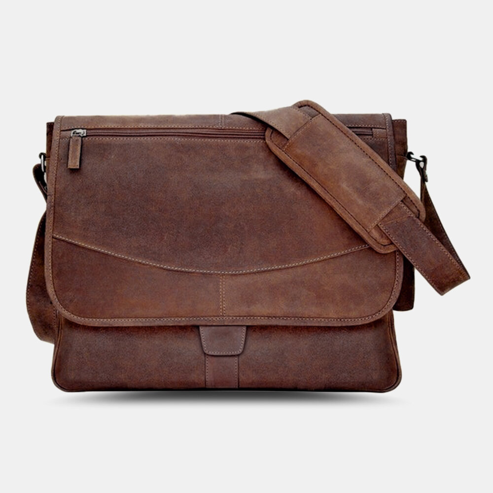 

Men PU Leather Large Capacity Multifunction Anti-theft 14 Inch Laptop Bag Multi-pockets Briefcase Crossbody Bag