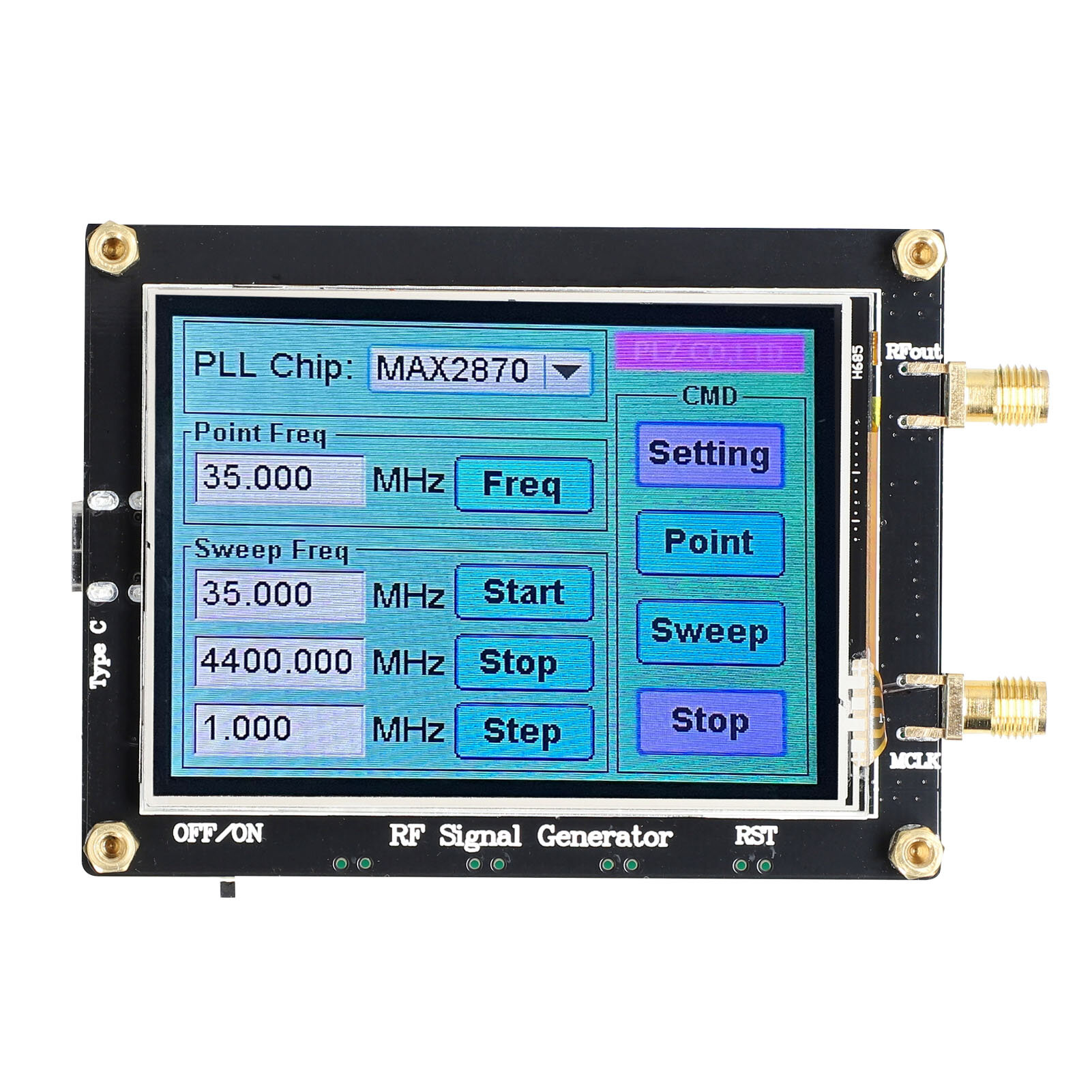 MAX2870 Signaalgenerator 23.5MHz-6000MHz PLL Frequentie Touchscreen Lcd-scherm Radiofrequentie Signa
