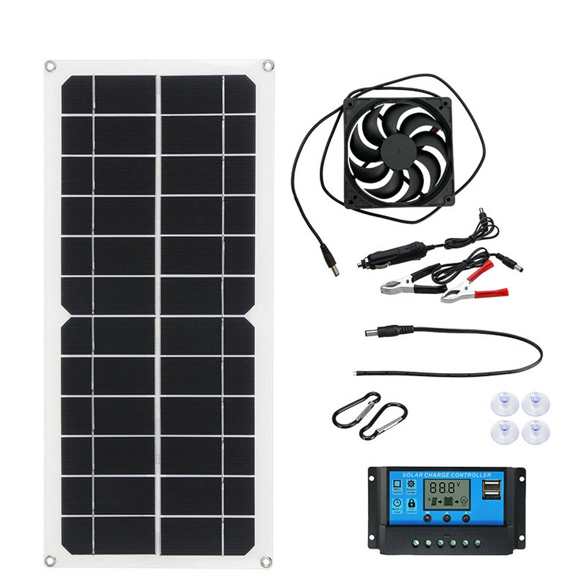 

50W Portable Solar Panel Kit Dual DC USB Charger Kit Solar Power Panel W/ 10A/20A/30A/40A/50A Solar Controller