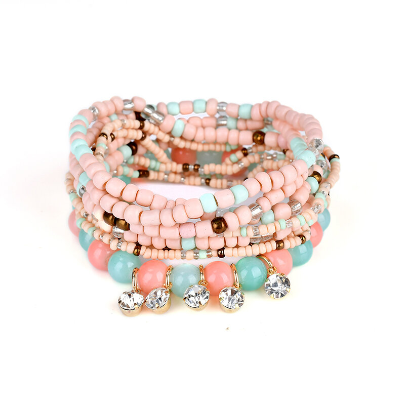 Bohemian Charming Bracelet Beads Rhinestone Multilayer Bracelets for Women