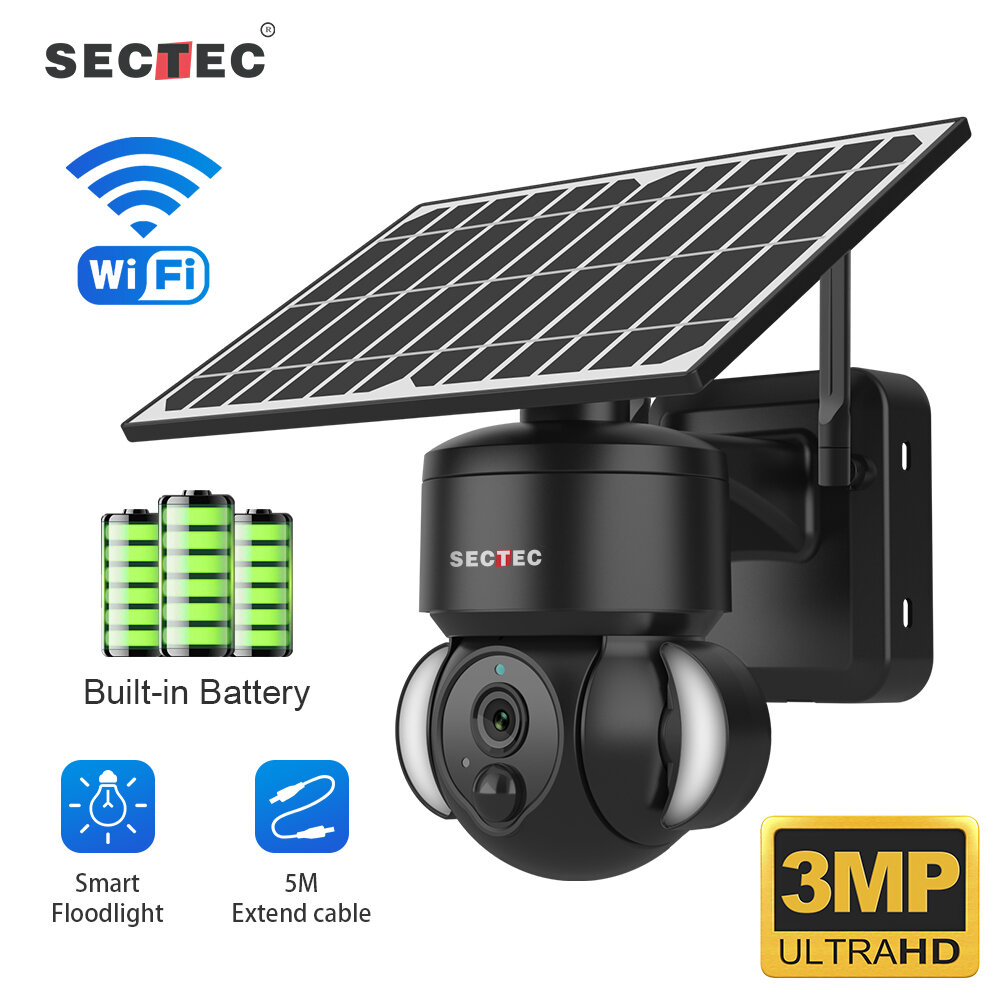SECTEC Kamera bezprzewodowa z panelem solarnym za $84.99 / ~346zł