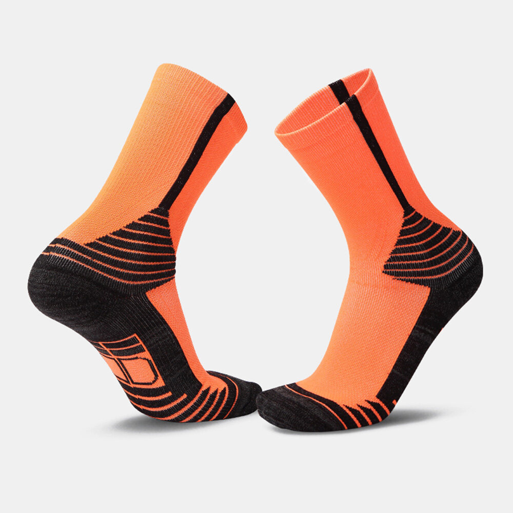 

3 Pairs Men Tube Sock Cotton Stripe Sweat-absorbing Pressure Thickening Outdoor Sports Socks Basketball Socks
