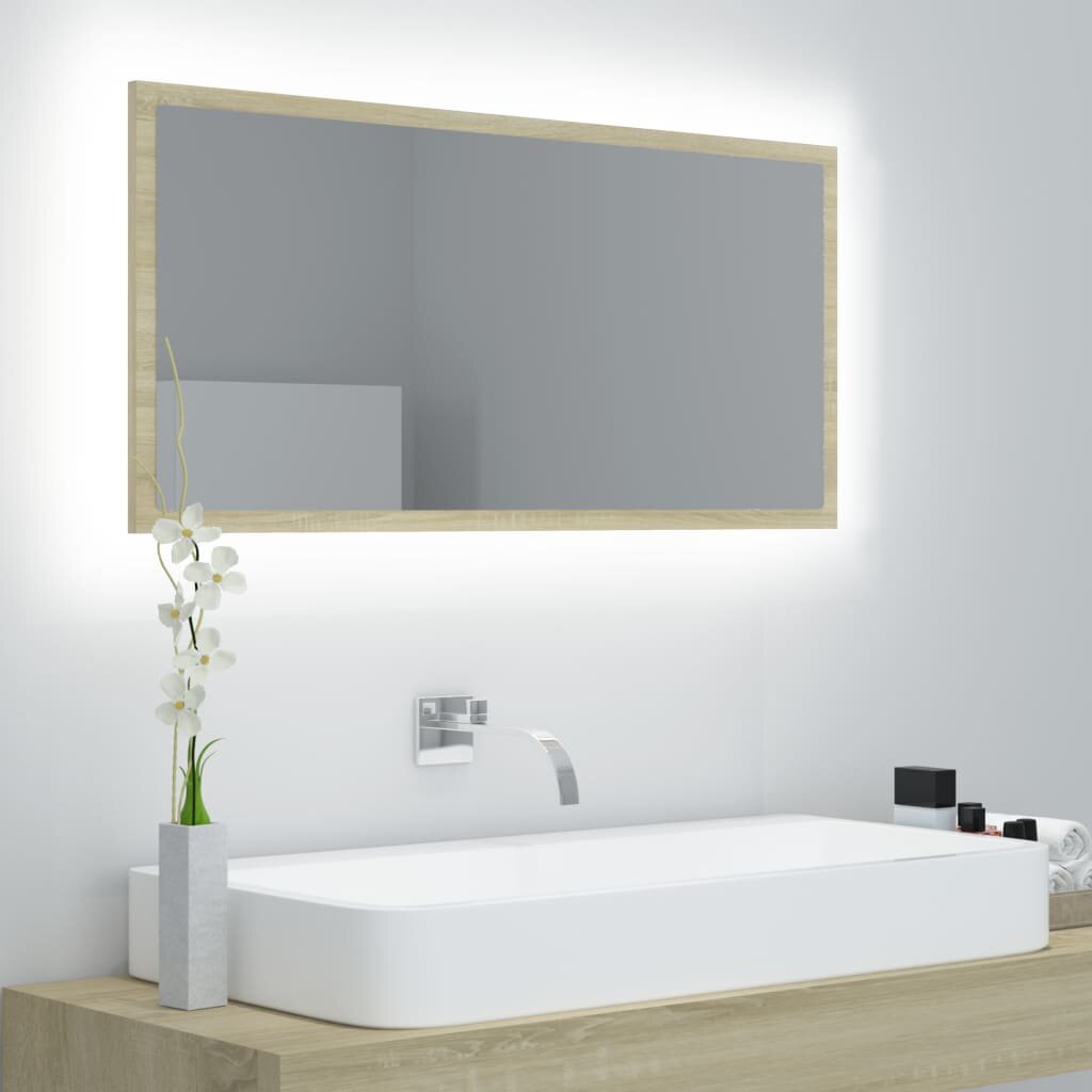 best price,led,bathroom,mirror,sonoma,oak,35.4x3.3x14.6inch,chipboard,eu,discount