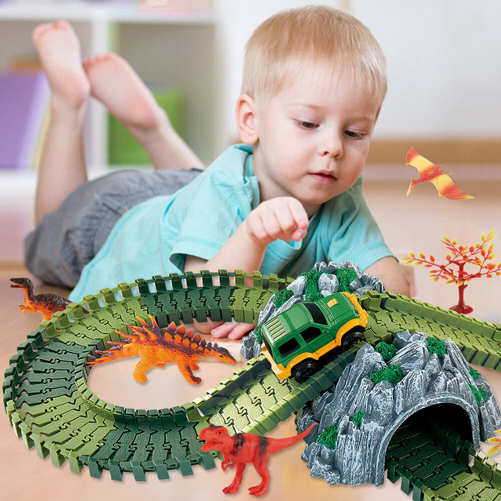 

144 PCS Electric Colorful Train Track DIY Assemble Dinosaur Blocks Track Puzzle Model Educational Toy for Kids Gift