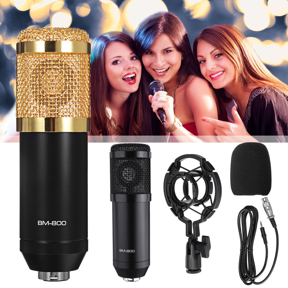 

Bakeey Professional Studio Condenser Microphone 3.5mm Wired Condenser Sound Recording Microphone For Computer Karaoke KT