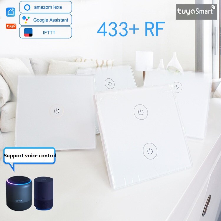 WF-ES013 Wifi+RF433 Tuya Smart EU Dual Control 3Gang Switch Works with Amazon Alexa Google Home