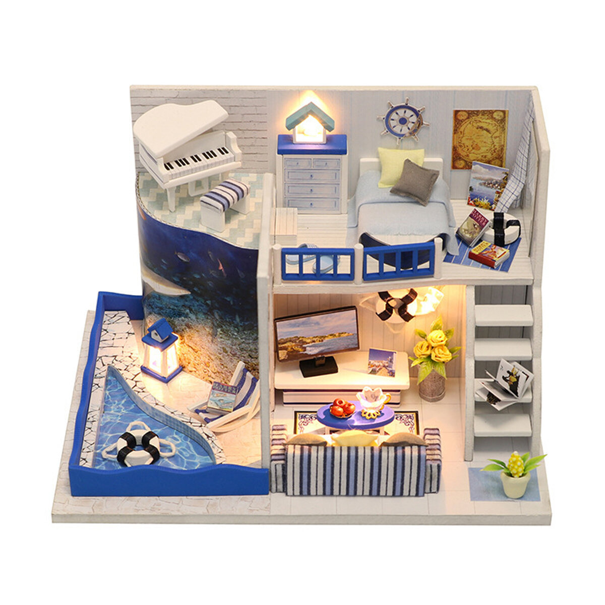 Houten 3D DIY handgemaakte montage poppenhuis miniatuur kit met meubels LED licht educatief speelgoed voor kinderen geschenkverzameling