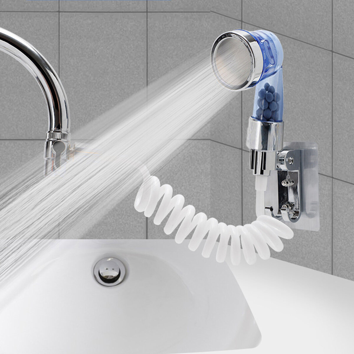 

Bathroom Wash Face Basin Water Tap External Shower Head 3 Water Modes Adjustable Faucet Rinser Extension Sprinkler+Base+