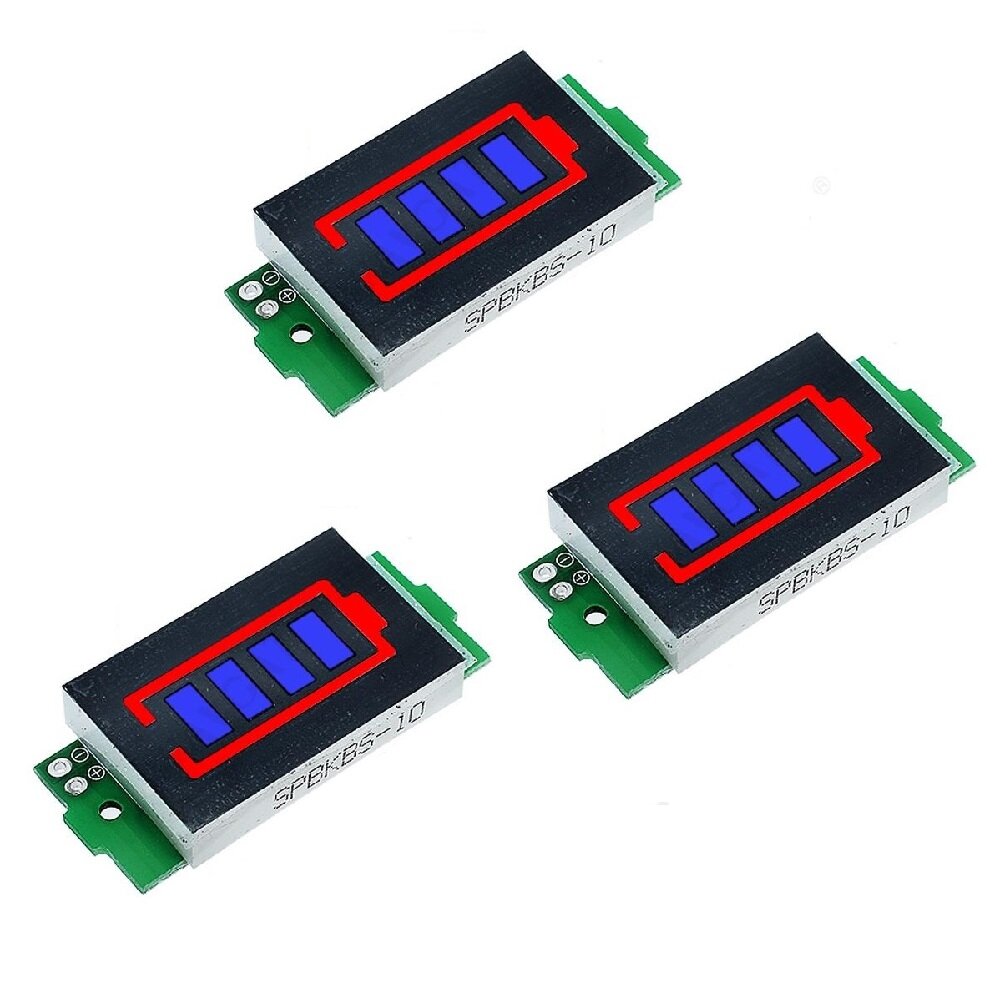 

3Pcs 1S-8S Single 3.7V Lithium Battery Capacity Indicator Module 4.2V Blue Display Electric Vehicle Battery Power Tester
