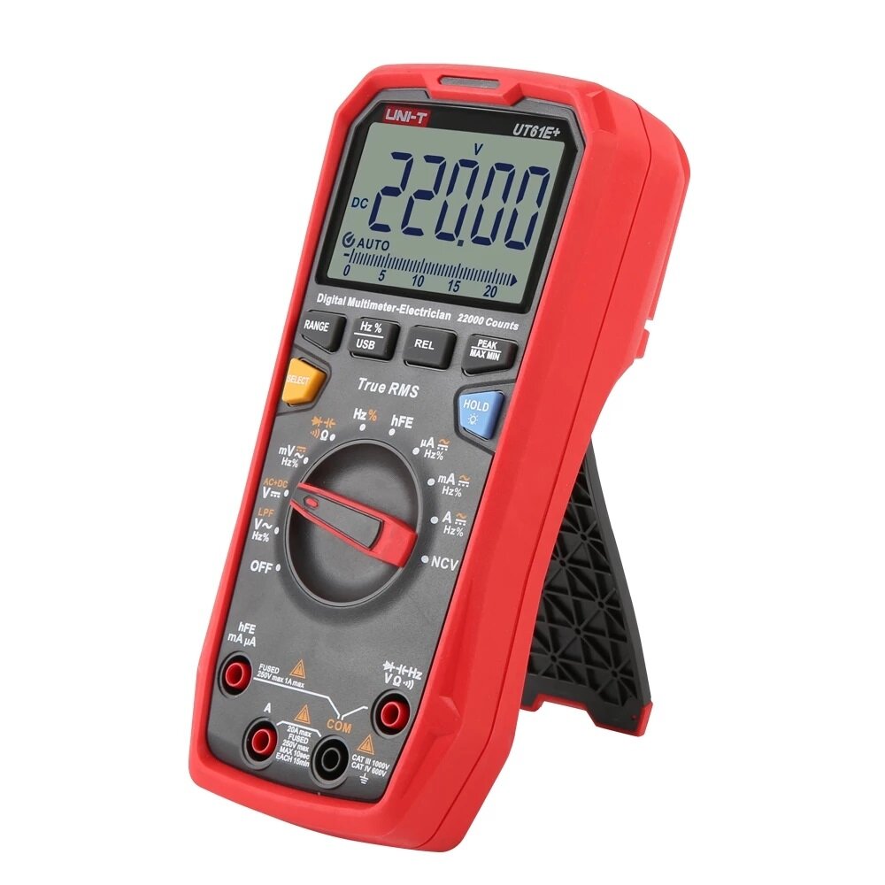 

UNI-T® UT61E+ Handheld Multimeter Digital DC AC 1000V 220mF Capacitance Testing True RMS Auto Range Meter