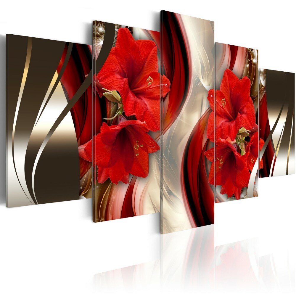 

5Pcs Canvas Print Paintings Flowers Wall Decorative Print Art Pictures Frameless Wall Hanging Decorations for Home Offic