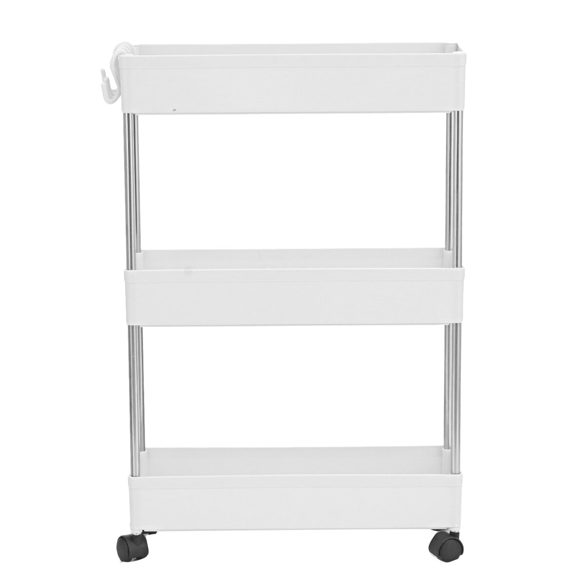 

3-Tier Storage Rack with Wheels for Kitchen Trolley Bathroom Mobile Stand