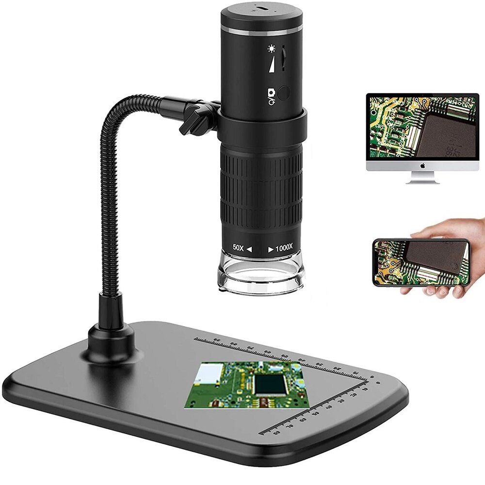 50X-1000X Wireless Digital Microscope Handheld USB HD Inspection Camera with Flexible Stand for Phon