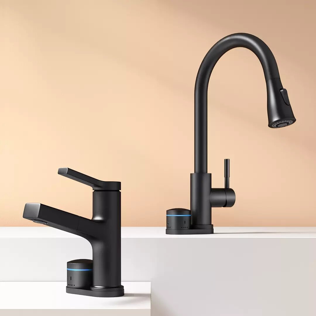 Intelligent Voice Control Kitchen Basin Faucet Touch Induction Quantitative Water Outlet Faucet 360° Ratating All-round