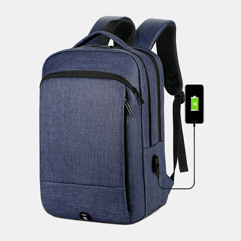Men Nylon Large Capacity 14 Inch Laptop Bag Multi-layers Business Casual Travel Backpack With USB Charging