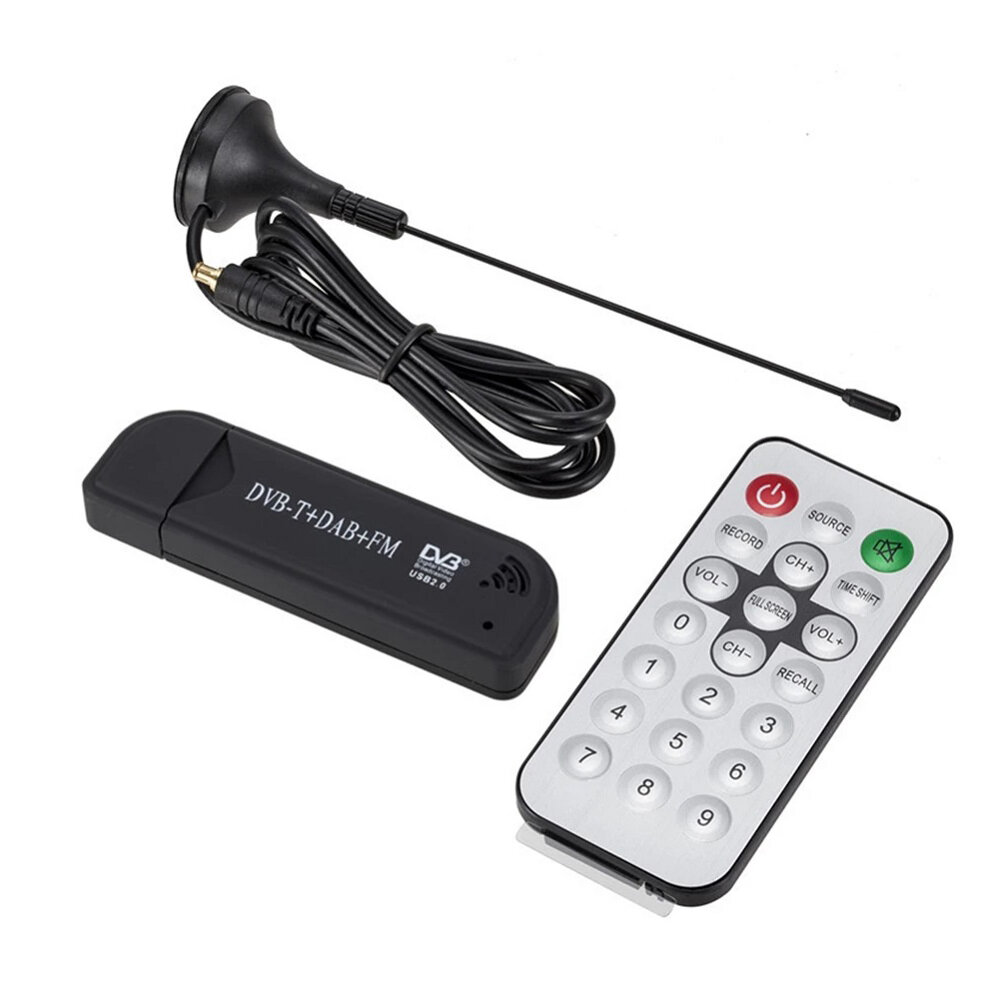 Mini USB FM-radio DVB-T RTL2832 + FC0012 SDR digitale ontvangerstick met afstandsbediening