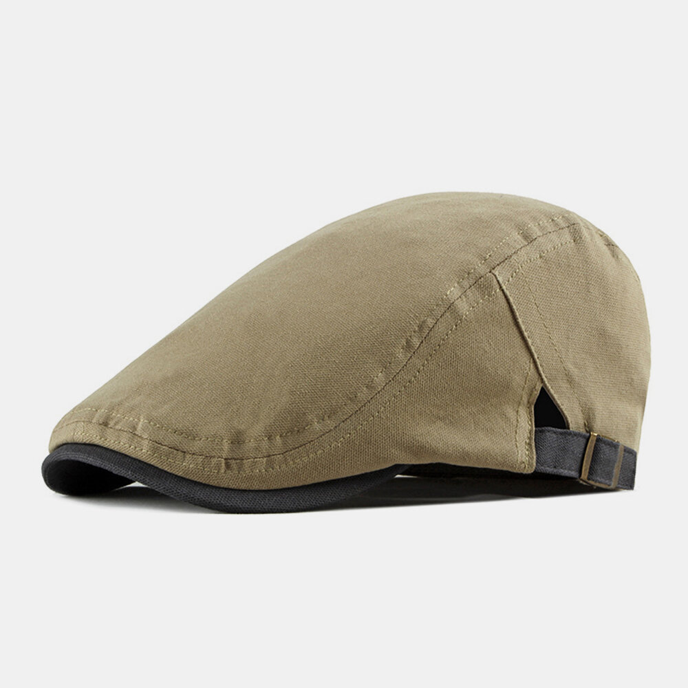 Mannen katoen Britse stijl Street Trend effen kleur Outdoot Retro Forward Hat Baret Hat