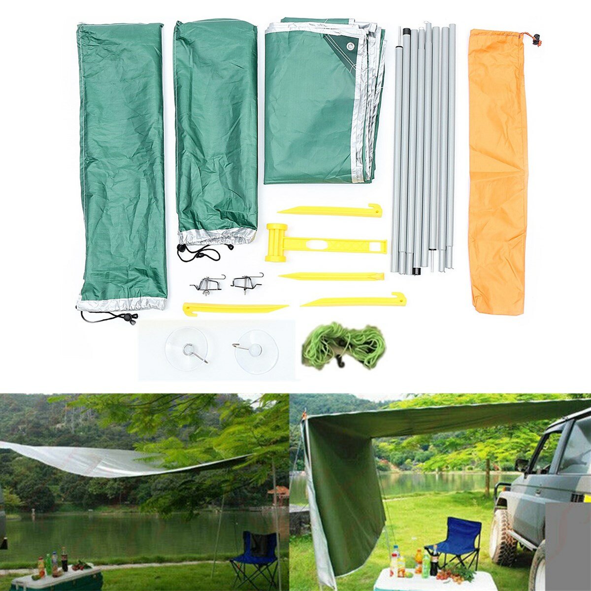 2.8x1.8M Car Side Awning Rooftop Tent Sunshade Outdoor Camping Travel Tent