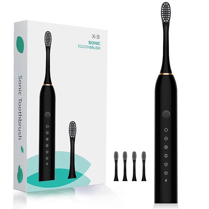 

Showsee X-3 Sonic Electric Toothbrush IPX7 Waterproof Toothbrush 6 Modes Adjustable USB Rechargeable Timer Brush with 4