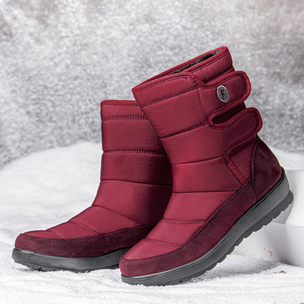 Women Casual Waterproof Warm Hook Loop Short-Calf Snow Boots