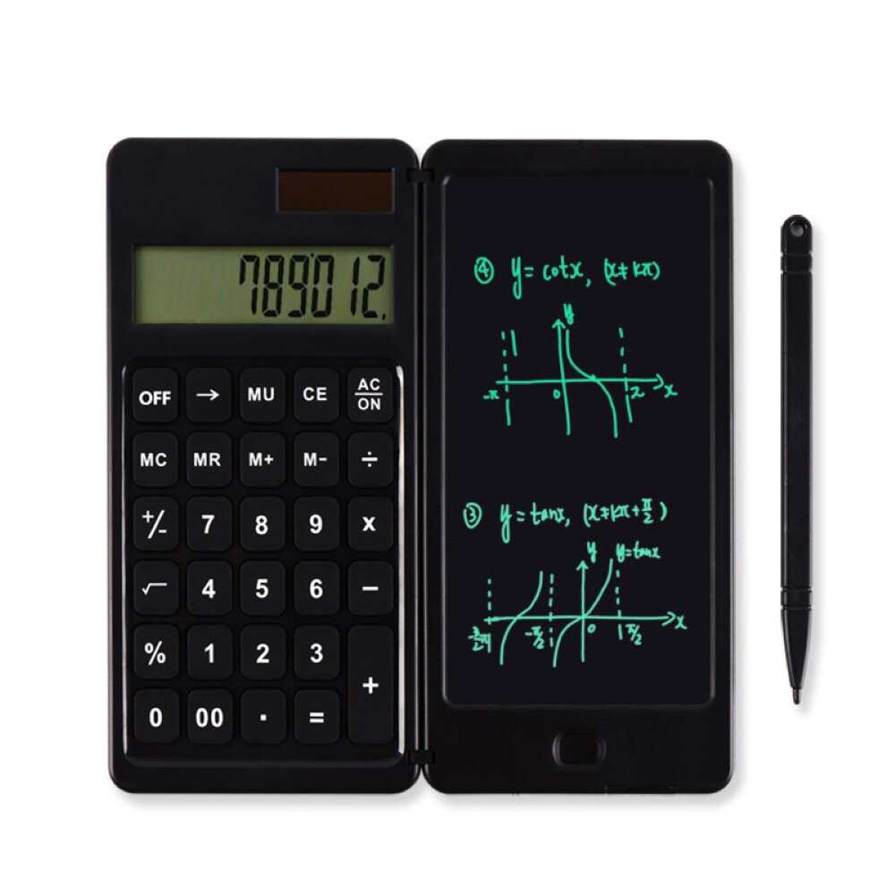 Folding Calculator 6-inch LCD Drawing Board 10 Digits Solar Calculator Playing Computing Procedure Lock Screen Handwriti