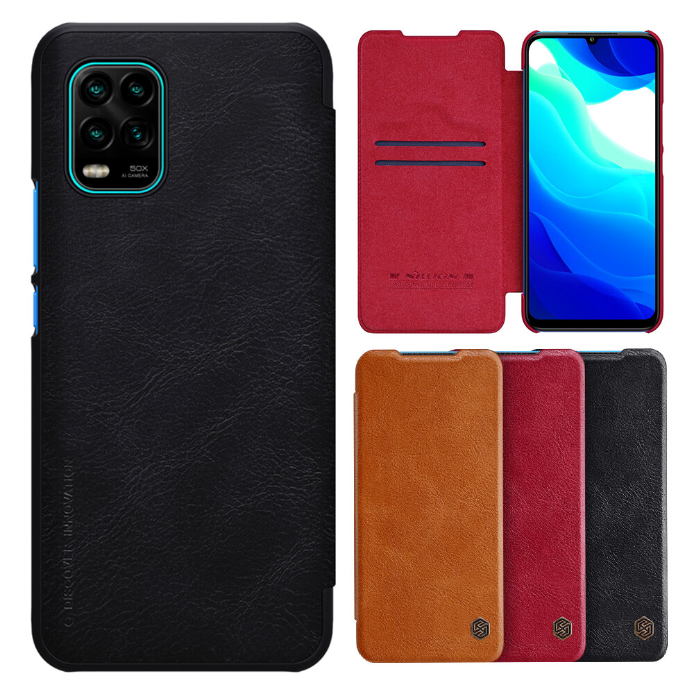 Nillkin for Xiaomi Mi 10 Lite Case Bumper Flip Shockproof with Card Slot Full Cover PU Leather Prote