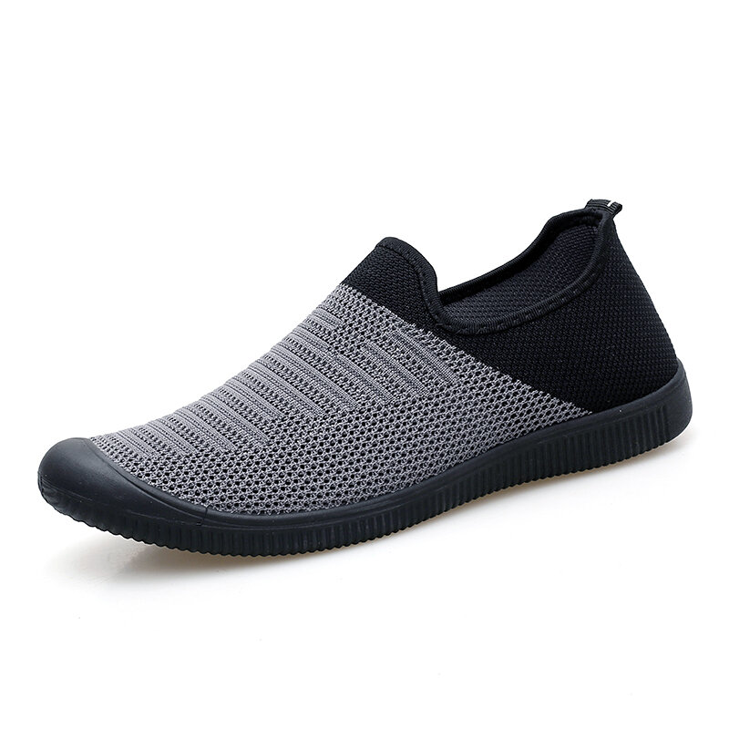 65% OFF on Men Breathable Knitted Mesh Casual Flat Sneakers