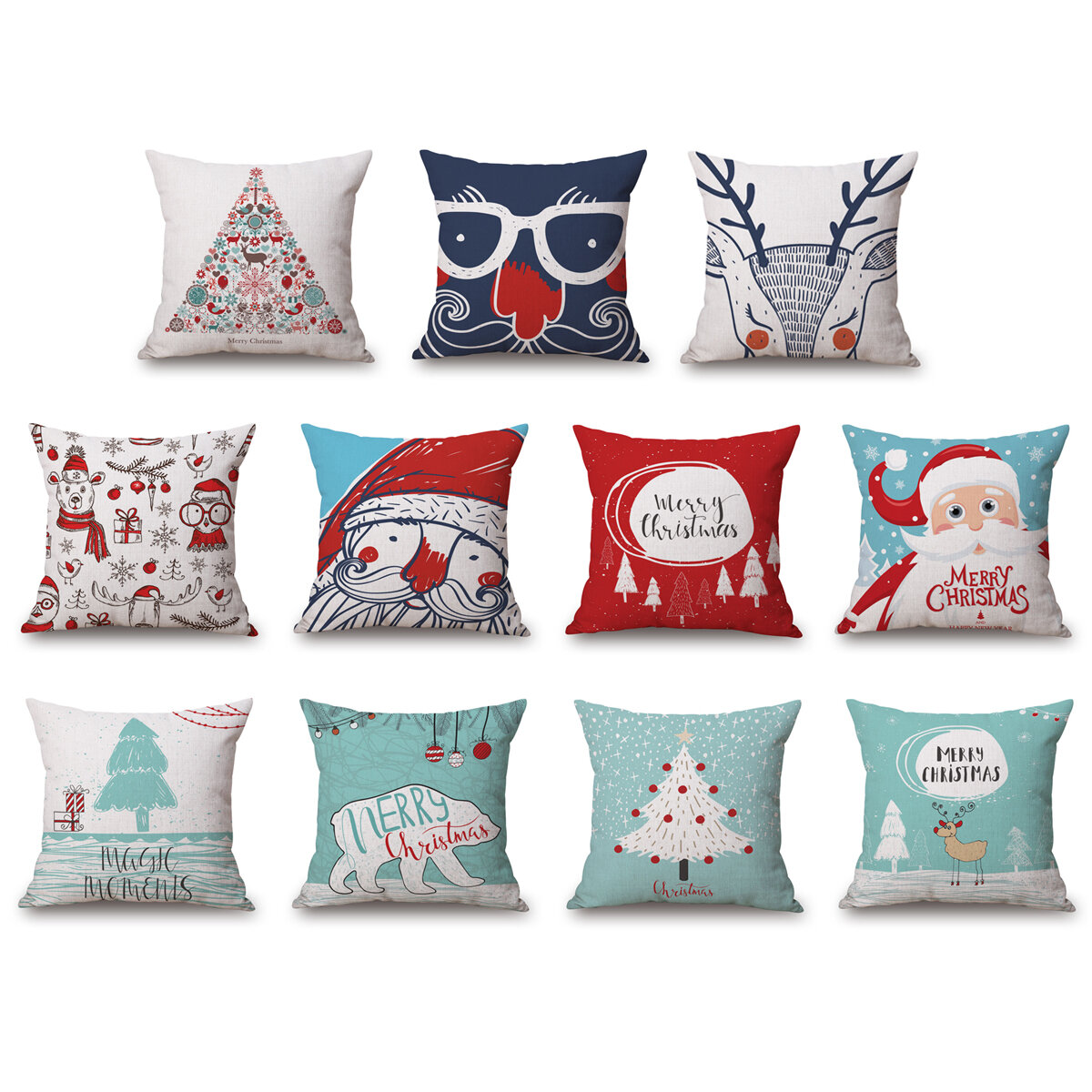 Christmas Linen Cushion Cover 45*45 Pillowcase Sofa Cushions Throw Pillow Case Home Decor Festive Gift
