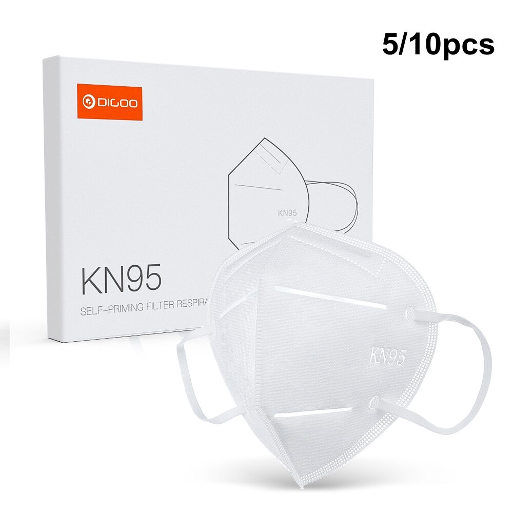 DIGOO DG-KN95 5 / 10PCS KN95 Cara de 4 capas Mascara Anti Gotas Polvo Coche Escape Respirador plegable Protección Mascar