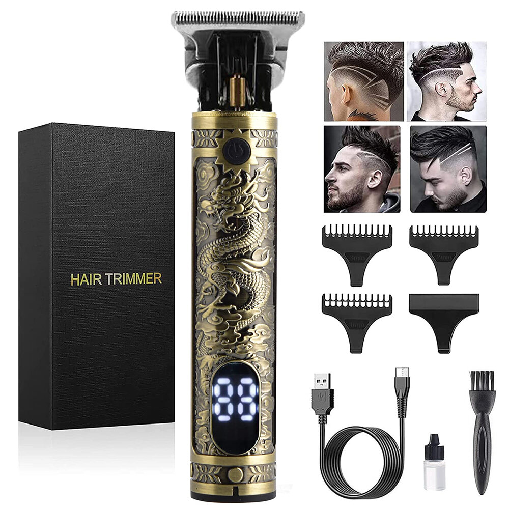 

T9 Powerful Electric Hairdresser Metal Body, USB Charging, LED Screen Display Engraving Razor Hair Clippers