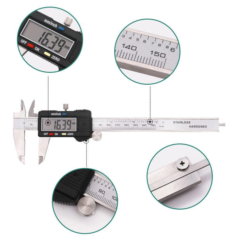 Digital Caliper 6 Inch With Larger Lcd Display Inch//Fractions//Millimeter Conver