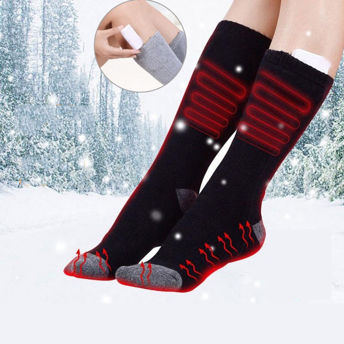 

5V Thermal Cotton Heated Socks Men Women Battery Case Battery Operated Winter Foot Warmer Electric Socks Warming Socks