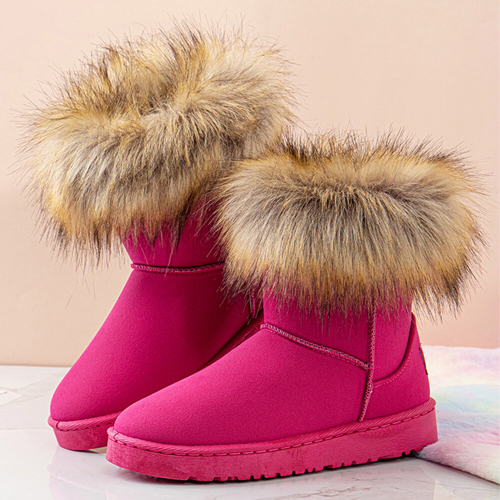 46% OFF on Women Casual Solid Color Suede Warm Plush Comfortable Flat Snow Boots