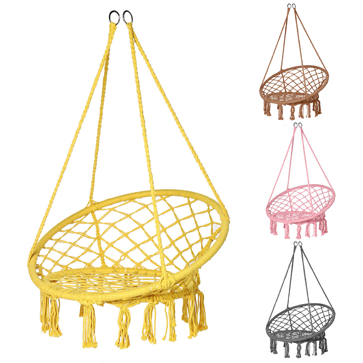 Cotton Metal Swing Seat Hanging Chair Hammock Max Load 240kg for Outdoor Garden Camping