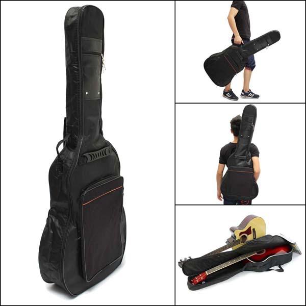 41 "dikke gevoerde gitaar tas draagtas dubbele schouderriem zwart