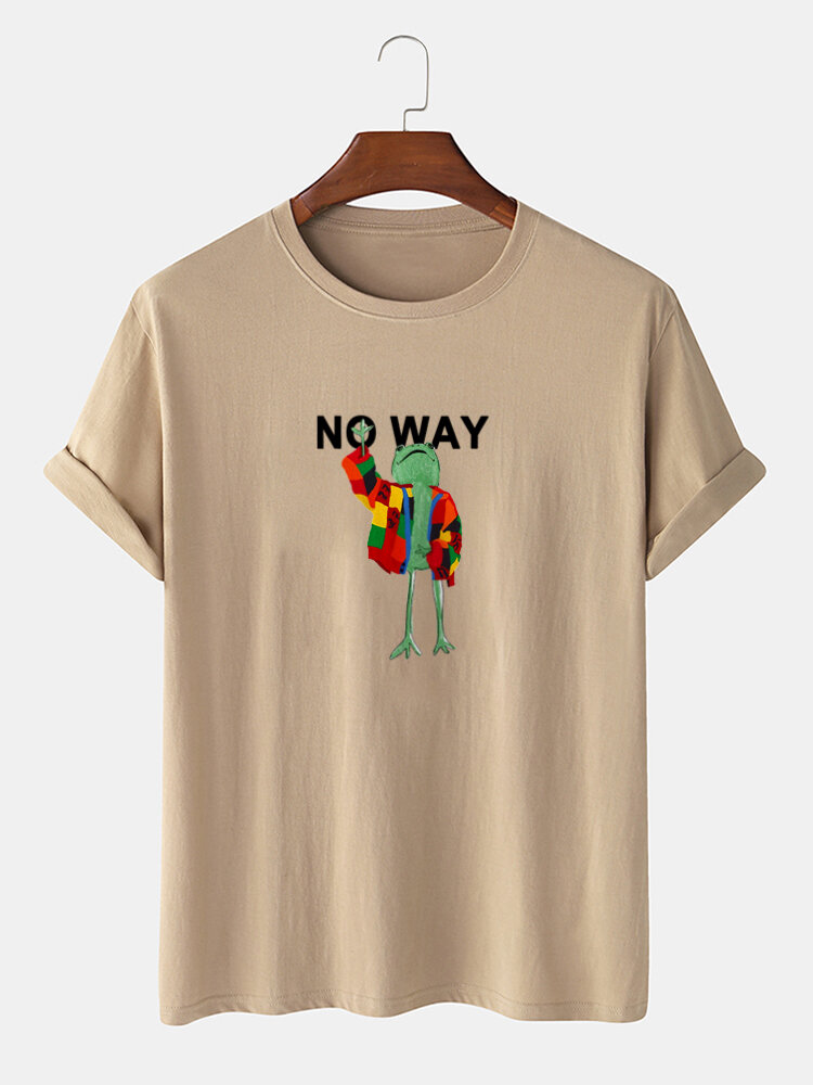 Heren Colorful Frog Slogan Print 100% katoenen casual T-shirts met korte mouwen