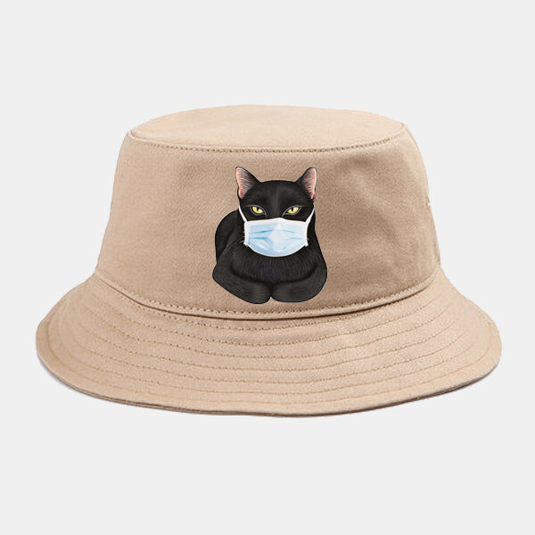Collrown Cute Cat Isolated Hat Cotton Quarantined Bucket Hat