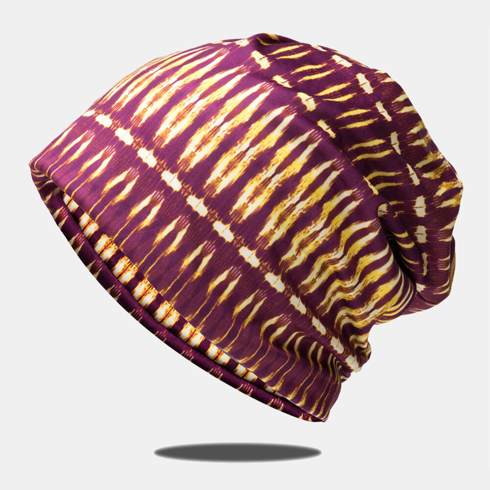 

Women Cotton Geometry Pattern Dual-use Baotou Hat Bib Fashion Casual Breathable Elastic Scarf Beanie Hat Bonnet Hat Head